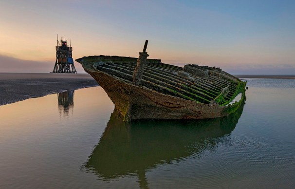 Wreck of Ulpiano iron sailing vessel built in England in the wadden sea of north sea germany