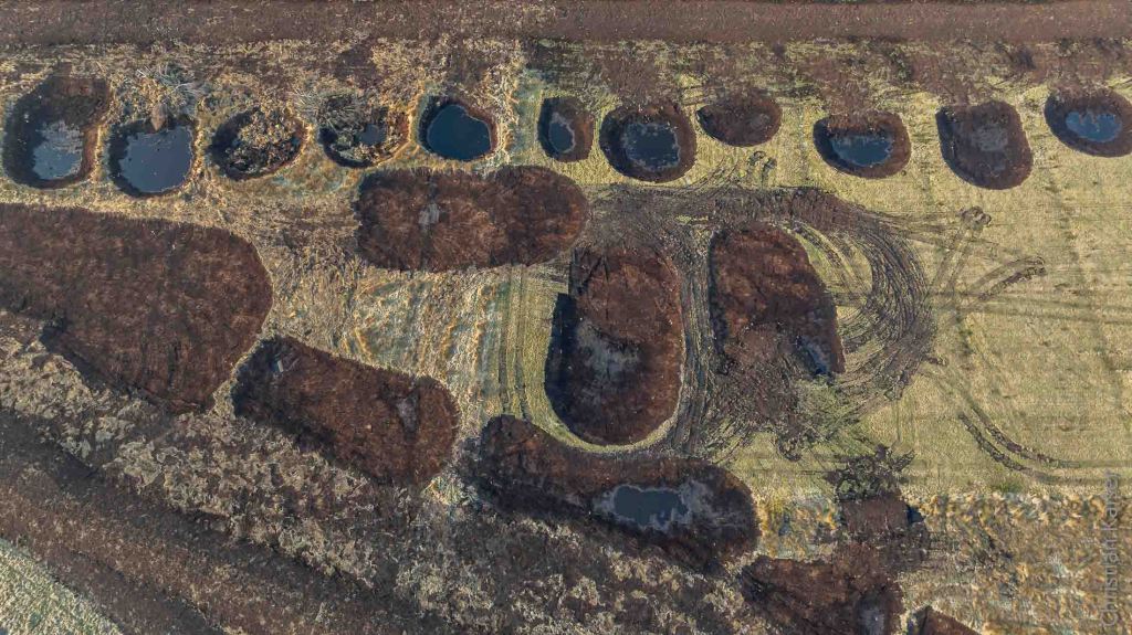 aerial view new wetlands habitat in petland aera